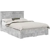 vidaXL Bedframe met lade Beton Grijs 140 x 190 cm Bewerkt hout