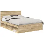 vidaXL Bedframe met hoofdeinde Sonoma 140 x 190 cm Bewerkt hout