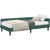 vidaXL Hoekbedframe met Matras 2 st Donkergroen 100 x 200 cm Fluweel