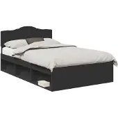 vidaXL Bedframe met hoofdeinde Zwart 135 x 190 cm Massief grenenhout