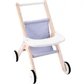 Angel Toys Poppenwandelwagen - Houten Poppenwagen - Grijs/Blauw - 45 x 33 x 50 cm - Engelhart
