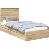 vidaXL Opbergbed met lade Sonoma Eik 100 x 200 cm Bewerkt hout
