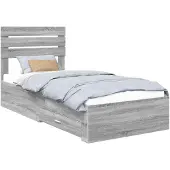 vidaXL Bedframe Grijs Sonoma en Zilver 75 x 190 cm Bewerkt hout