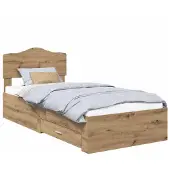 vidaXL Bedframe met lade Artisan Eiken 90 x 190 cm Bewerkt hout