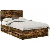 vidaXL Bedframe met lade Rook Eiken 120 x 200 cm Ingenieurshout