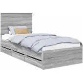 vidaXL Bedframe, grijze Sonoma kleur, 75 x 190 cm, van constructiehout