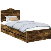 vidaXL Bedframe met lade Gerookte Eik 75 x 190 cm Ingenieurshout