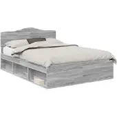 vidaXL Bedframe Grijs Sonoma 140 x 190 cm Massief grenenhout