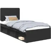 vidaXL Bedframe met hoofdeinde Zwart 100 x 200 cm Massief grenenhout