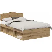 vidaXL Bedframe Ambachtelijk eiken 120 x 200 cm Massief grenenhout