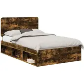 vidaXL Bedframe Rook Eiken 120 x 190 cm Massief grenenhout