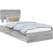 vidaXL Opbergbed met lade Grijs Sonoma 75 x 190 cm Bewerkt hout