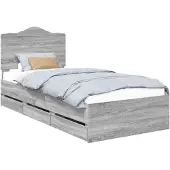 vidaXL Bedframe met lade Grijze Sonoma 75 x 190 cm Ingenieurshout