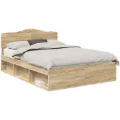 vidaXL Bedframe met hoofdeinde Sonoma 140 x 190 cm Massief grenenhout