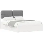 vidaXL Bedframe met Gevoerde Hoofdbord Lichtgrijs 135 x 190 cm
