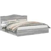 vidaXL Opbergbed met lade Grijs Sonoma 200 x 200 cm Bewerkt hout