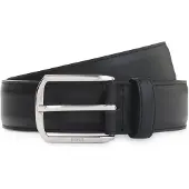 BOSS Leren riem met metalen detail gesp en Double B in zilverlook Maat 80