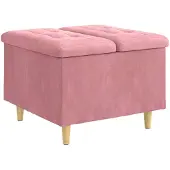 vidaXL Opslagottoman met kussen Roze 60 x 60 x 45 cm Fluweel