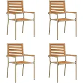 vidaXL Tuin stapelstoelen 4 st Bruin en Beige