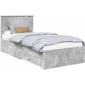 vidaXL Bedframe met lade Betongrijs 90 x 200 cm Bewerkt hout