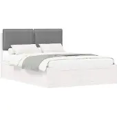 vidaXL Bedframe met Gevoerde Hoofdbord Lichtgrijs 140 x 200 cm