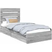 vidaXL Opbergbed met lade Grijs Sonoma 100 x 200 cm Bewerkt hout