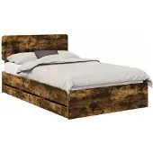 vidaXL Bedframe met lade Gerookte Eik 120 x 200 cm Geconstrueerd hout