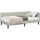 vidaXL Hoekbedframe met Matras Anders 2 st Lichtgrijs Fluweel
