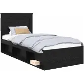 vidaXL Bedframe met hoofdeinde Zwart 75 x 190 cm Massief grenenhout