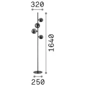 Ideal Lux Vloerlamp Perlage, messing / goud, Woon-/ Eetkamer, metaal, vloerlamp