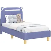 vidaXL Peuterbedframe met hoofdboard Jeans Blauw 70 x 140 cm Stof