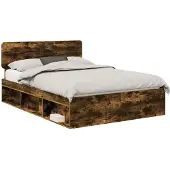 vidaXL Bedframe Rook Eiken 140 x 200 cm Massief grenenhout