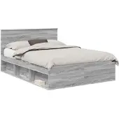vidaXL Bedframe met hoofdeinde Grijs Sonoma 140 x 190 cm Bewerkt hout