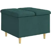 vidaXL Opslagottoman met kussen Donkergroen 60 x 60 x 45 cm Stof