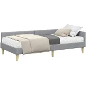 vidaXL Hoekbedframe met Matras Anders 2 st Lichtgrijs Stof