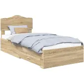 vidaXL Bedframe met lade Sonoma Eiken 70 x 190 cm Bewerkt hout