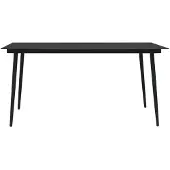 vidaXL Tuintafel 150x80x74 cm staal en glas zwart