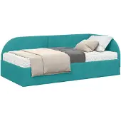 vidaXL Hoekbedframe met Matras met hoofdeinde 2 st Turquoise Fluweel