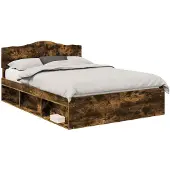 vidaXL Bedframe Rook Eiken 140 x 200 cm Massief grenenhout