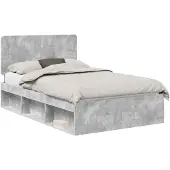 vidaXL Bedframe met hoofdeinde Beton 120 x 200 cm Massief grenenhout