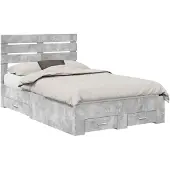 vidaXL Bedframe met lade Beton Grijs 120 x 200 cm Bewerkt hout