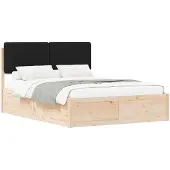 vidaXL Bedframe met gestoffeerd hoofdeinde, zwart, 160 x 200 cm