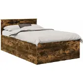 vidaXL Bedframe met hoofdeinde Rook Eiken 120 x 200 cm Bewerkt hout