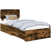 vidaXL Bedframe met lade Rook Eiken 90 x 190 cm Bewerkt hout