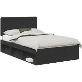 vidaXL Bedframe met hoofdeinde Zwart 120 x 200 cm Massief grenenhout