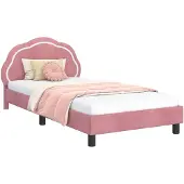 vidaXL Kinderen bedframe met hoofdboard Roze 90 x 200 cm Fluweel