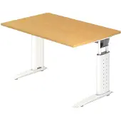 Hjh OFFICE PRO UNDA 12 W - 120x80 Tafelhoogte I In hoogte verstelbaar Beuken/Wit