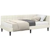 vidaXL Hoekbedframe met Matras met hoofdeinde 2 st Crème Fluweel