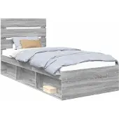 vidaXL Bedframe Grijs Sonoma 90 x 190 cm Massief grenenhout