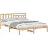 vidaXL Bedframe met hoofdeinde Bruin 140 x 200 cm Massief grenenhout